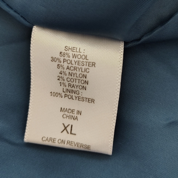 New York & Co. Womens Double-Breasted Wool Blend Teal Classic Trench Coat Belted - Picture 8 of 9